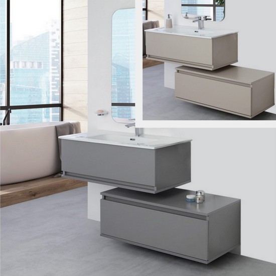 arredo_da_bagno_sospeso_grigio_tortora__1580746273_767 Suspended modern bathroom furniture model Maya cm90 in 2 colors with freestanding drawers and mirror