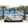 Ursula model outdoor set consisting of double black deck chair and white cushions with sunshade cover