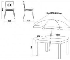 furniture_jane_outdoor_table_seats_umbrella_garden_relax_measurements_technical_fiche__1598358912_561 Outdoor set with glass table chairs with armrests and umbrella Jane model