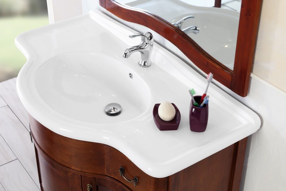 Donatello model 110 cm handmade antique bathroom cabinet with glass or wooden doors