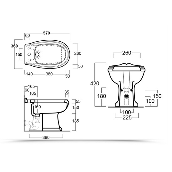 bidet_a_terra_sanitari_stile_classico_scheda_tecnica__1594803793_470 Serie completa di Vaso e Bidet in ceramica stile Old England con scarico a parete oppure a pavimento