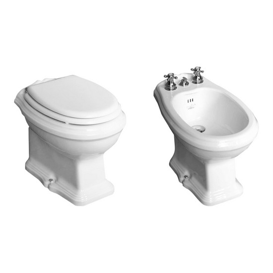 bidet_e_water_a_terra_sanitari_stile_classico__1594803793_475 Serie completa di Vaso e Bidet in ceramica stile Old England con scarico a parete oppure a pavimento