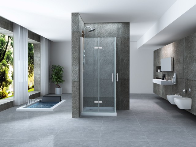 Box doccia doppia apertura libro h195 vetro trasparente 8mm reversibile B35