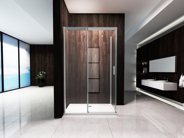 Box doccia anta fissa porta scorrevole H195 chiusura soft-close vetro anticalcare 8 mm in diverse misure B09