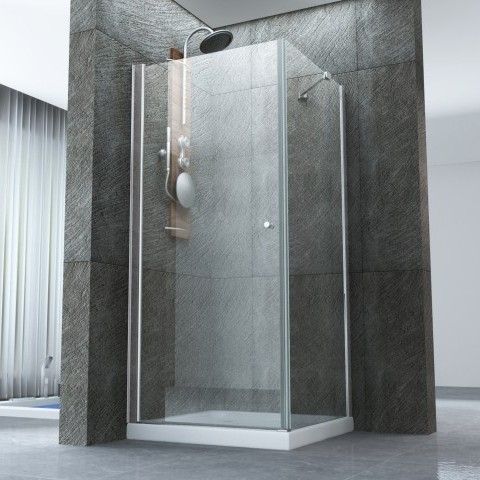 Box doccia in cristallo trasparente 8mm con porta a battente in diverse misure B64