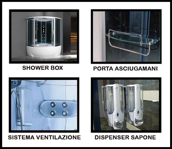 Box doccia idromassaggio con vasca 150x150 con bagno turco CA63