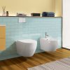 Suspended sanitary wc rimless with soft-closing toilet cover and bidet Berna model
