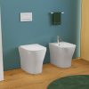 Floor-standing flush-mounted toilet and bidet without rim with cushioned toilet cover Castelletto model
