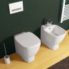 Floor-standing flush-mounted ceramic toilet and bidet with coverwc Franciacorta model
