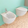 Water-saving modern design wall-hung toilet and bidet without a rim Mugello model