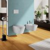 Pair of wall-hung sanitary wc with soft-closing toilet cover and bidet model Oslo