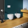 Space-saving wall-hung bidet and toilet fixture with slow-closing toilet seat cover Vallelunga model