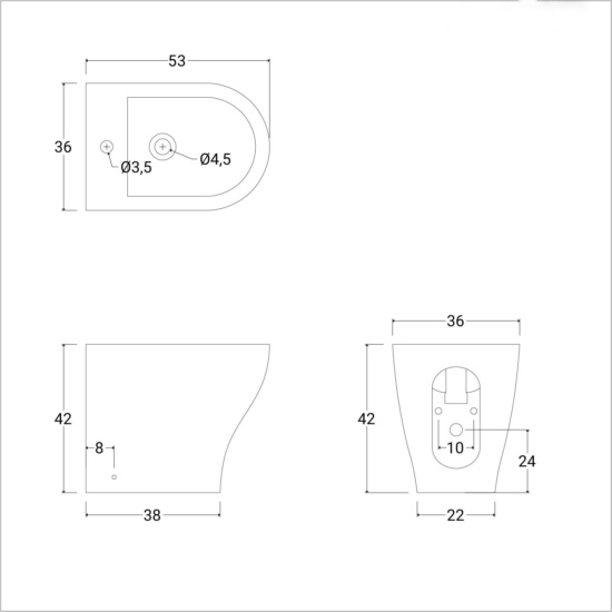 Wc e bidet a terra filomuro senza brida con copriwc ammortizzato modello Castelletto