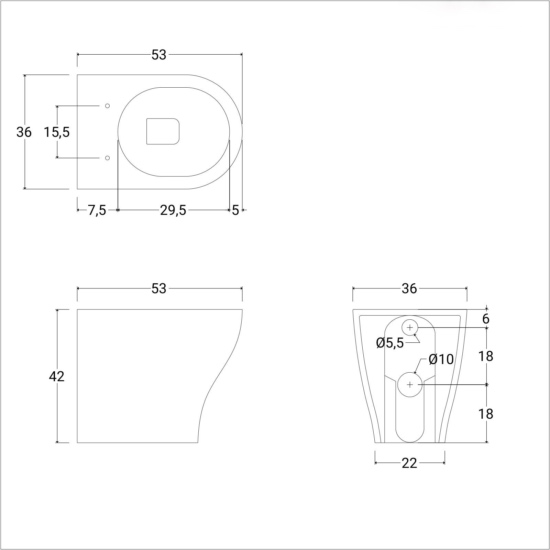 Wc e bidet a terra filomuro senza brida con copriwc ammortizzato modello Castelletto
