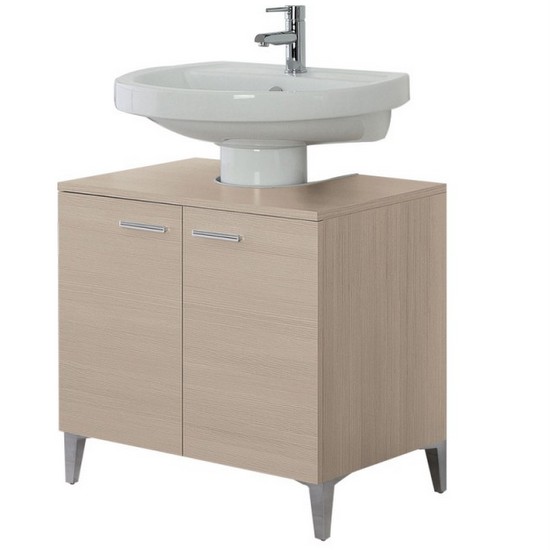 Arredo da bagno complemento copricolonna sottolavabo rovereto cm 70 bianco  grigio rovere chiaro 2 ante con ripiani