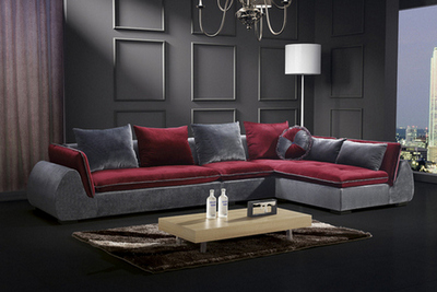 Sofa model Beatrice 360 cm modern furniture burgundy gray corner living room