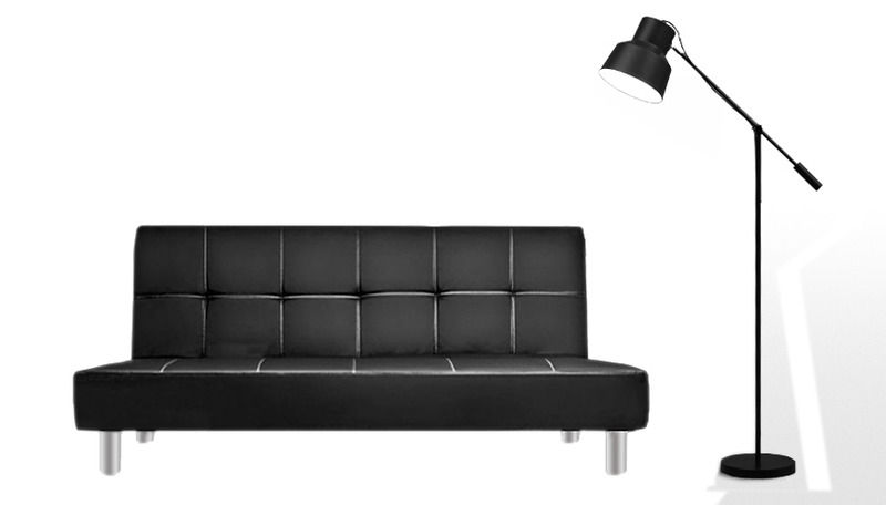 Divano letto ecopelle due colori 180x110x40 3 posti modello Claudia