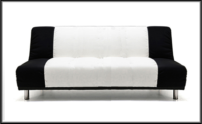 Divano letto 175x103x38 in microfibra bianco e nero con sistema anti-ribaltamento modello Susy