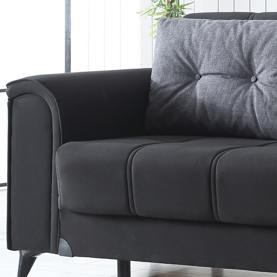 Divano letto 240x115 cm in microfibra nera con vano contenitore modello "Daniela"