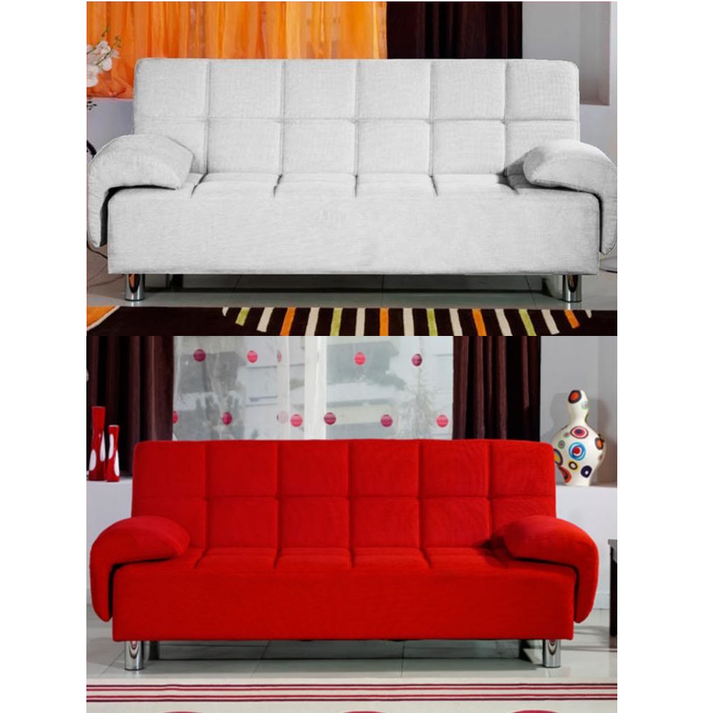 Red faux deals leather sofa bed