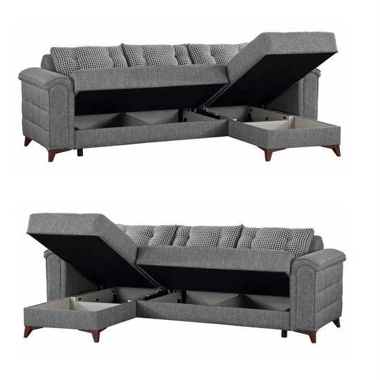 Divano letto 261x173 cm ad angolo reversibile destra o sinistra modello Barbara