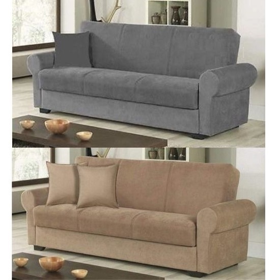 Divano letto in 2 colori in tessuto con contenitore 190x110cm modello Camilla