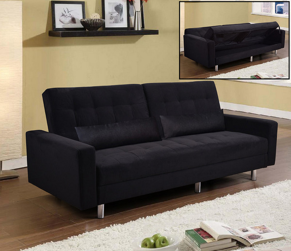 Divano letto contenitore cm 196 in due versioni nei colori bianco nero marrone cuscini inclusi modello Iris