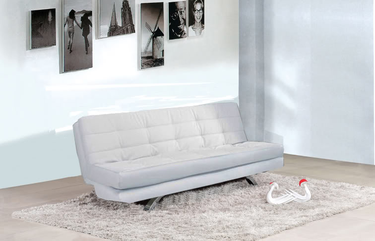 Divano letto 116x92x43 ecopelle in due colori con sistema antiribaltamento modello Eleonora