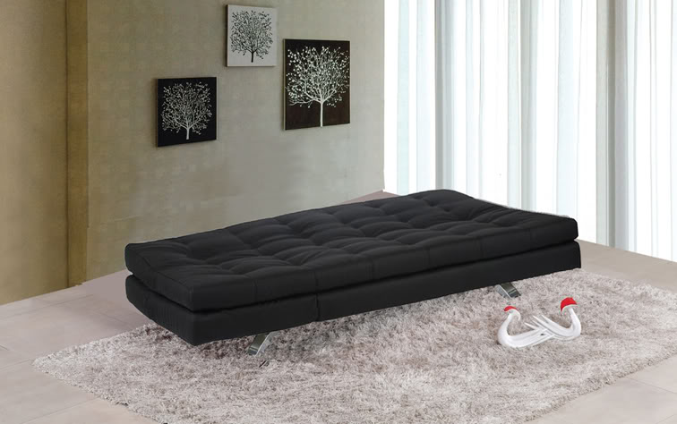 Divano letto 116x92x43 ecopelle in due colori con sistema antiribaltamento modello Eleonora