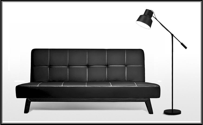 Faux leather sofa bed 180x108x40 in two colors with anti-tip system model Erica