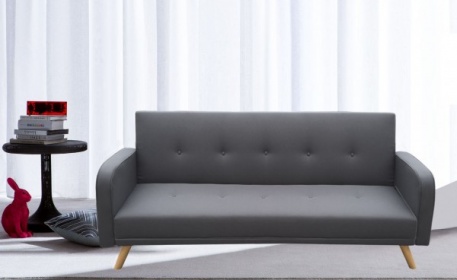 Sofa bed microfiber or faux leather in 4 colors clic-clac opening 208x110x43 Rodrigo model