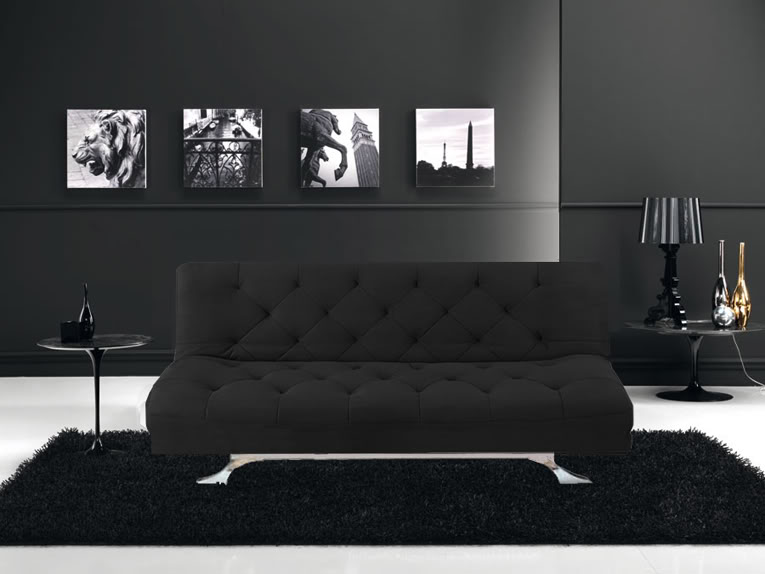 Divano letto microfibra 195x115x38 bianco o nero modello Luciana