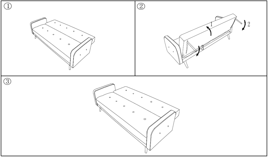 Sofa bed microfiber or faux leather in 4 colors clic-clac opening 208x110x43 Rodrigo model