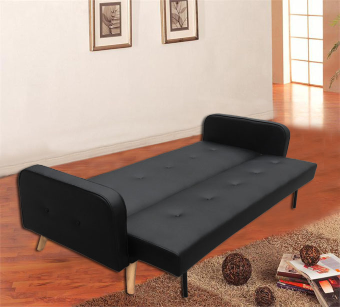 Sofa bed microfiber or faux leather in 4 colors clic-clac opening 208x110x43 Rodrigo model