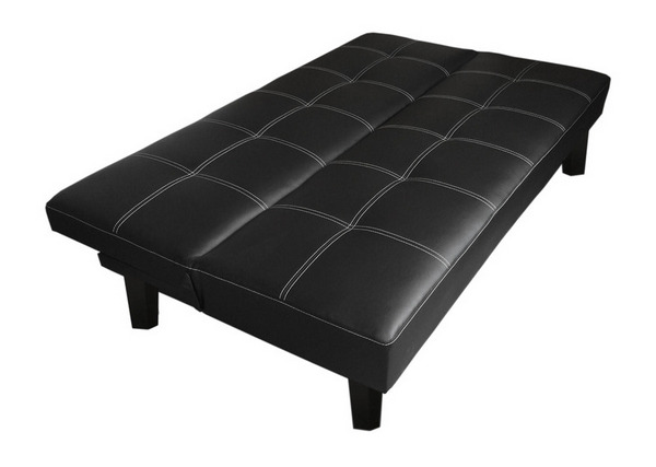 Faux leather sofa bed black 180x97x36 cm with anti-tip system model Federica