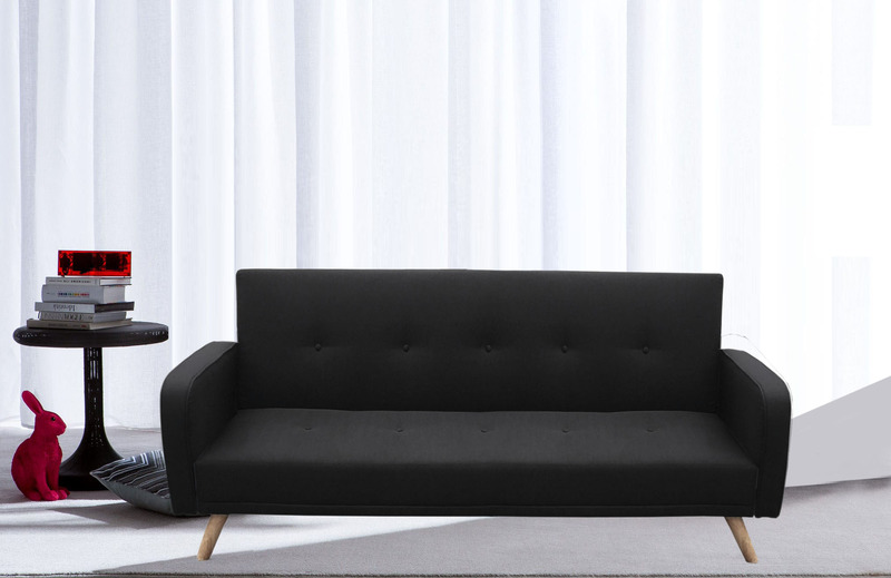 Sofa bed microfiber or faux leather in 4 colors clic-clac opening 208x110x43 Rodrigo model