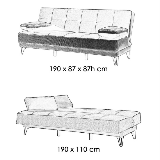 Divano letto bicolor da 190x110 cm modello Flavia