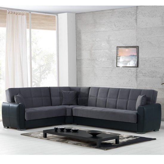 divano_miriam_angolare_letto_contenitore_305cm__1623422125_93 Sofa bed 305x238 Miriam with reversible peninsula reclining backs black faux leather and gray microfiber
