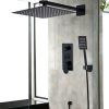 Complete matte black shower kit with display RB152