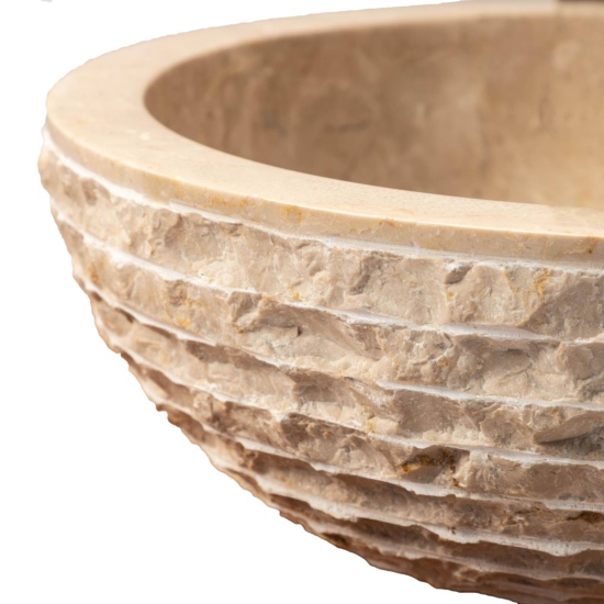 Natural marble stone countertop sink 40 cm with bush-hammered exterior LV49