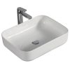Rectangular 51x39 cm ceramic countertop sink in glossy white finish LV63