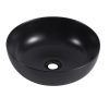 Round countertop sink diameter 41cm ceramic with matte black finish LV61