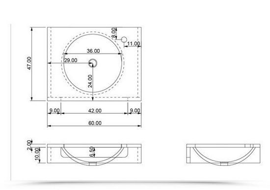 Countertop sink models LAV48 LAV49 in two sizes made of stone-effect marble