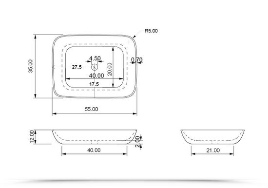 Countertop sink models LAV48 LAV49 in two sizes made of stone-effect marble