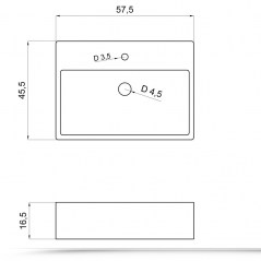 Valentina rectangular countertop sink in 4 sizes in white ceramic