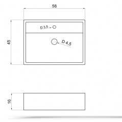 Valentina rectangular countertop sink in 4 sizes in white ceramic