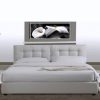 Paris model double bed 220x174 in white faux leather modern style