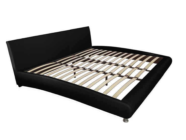 Letto matrimoniale ecopelle nero 224x172 o 224x192 cm design moderno modello Tulipano