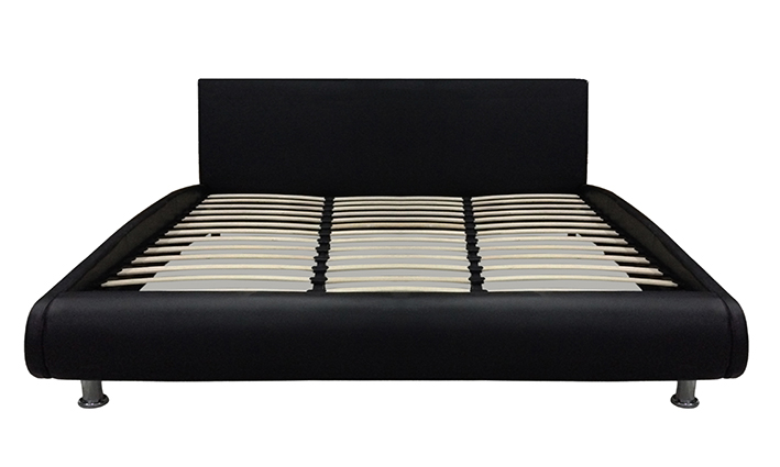 Letto matrimoniale ecopelle nero 224x172 o 224x192 cm design moderno modello Tulipano