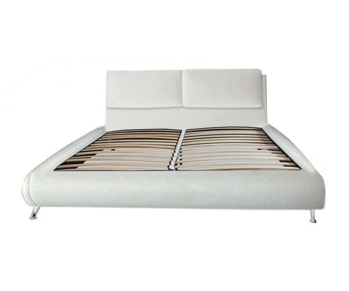 Letto matrimoniale modello Silene 227x174 bianco o nero rivestimento ecopelle piedi in acciaio